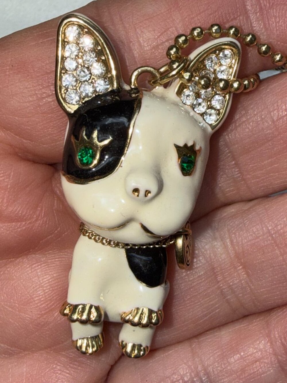 ✨ RARE VINTAGE ✨ Betsey Johnson Royal Engagement Articulated Frenchie Necklace